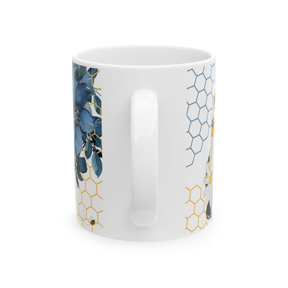 Gnome | Daisy | Blue Flowers | Ceramic Mug | 11 oz