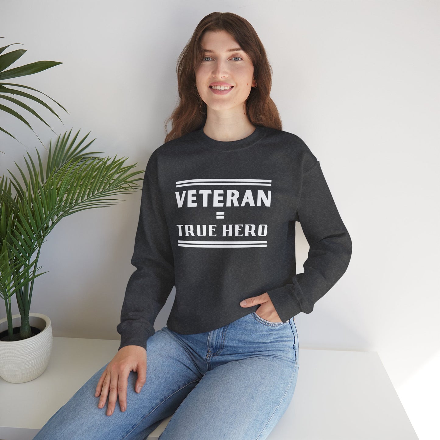 Veteran = True Hero | Unisex Heavy Blend Crewneck Sweatshirt