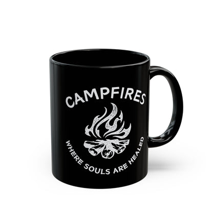 Campfire Soul Healing Black Mug | White | Ceramic Mug | 11 oz