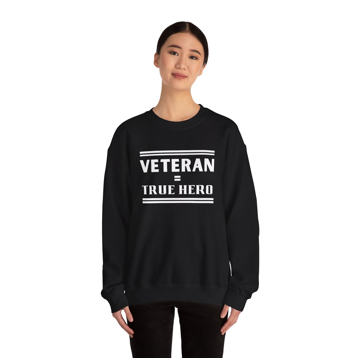 Veteran = True Hero | Unisex Heavy Blend Crewneck Sweatshirt