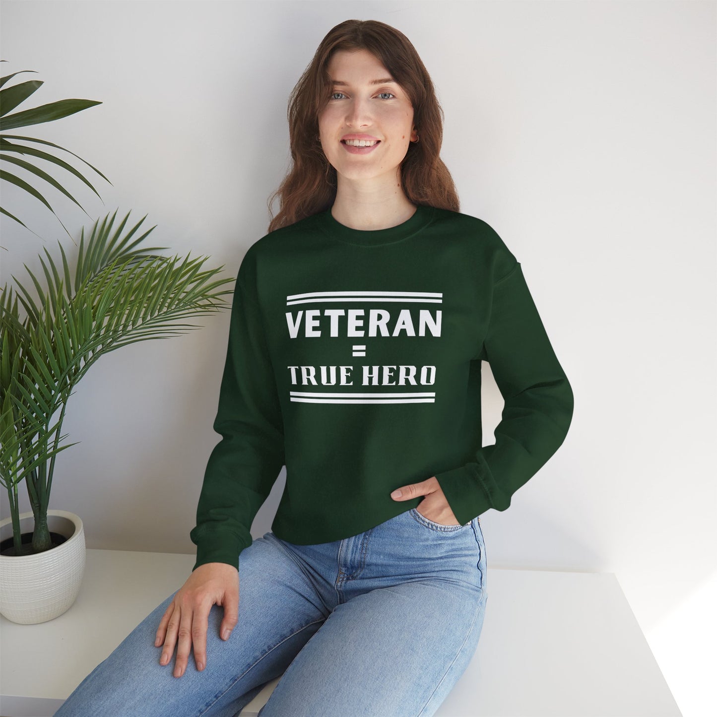 Veteran = True Hero | Unisex Heavy Blend Crewneck Sweatshirt