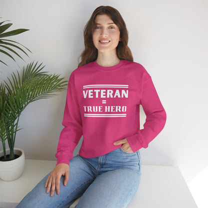 Veteran = True Hero | Unisex Heavy Blend Crewneck Sweatshirt