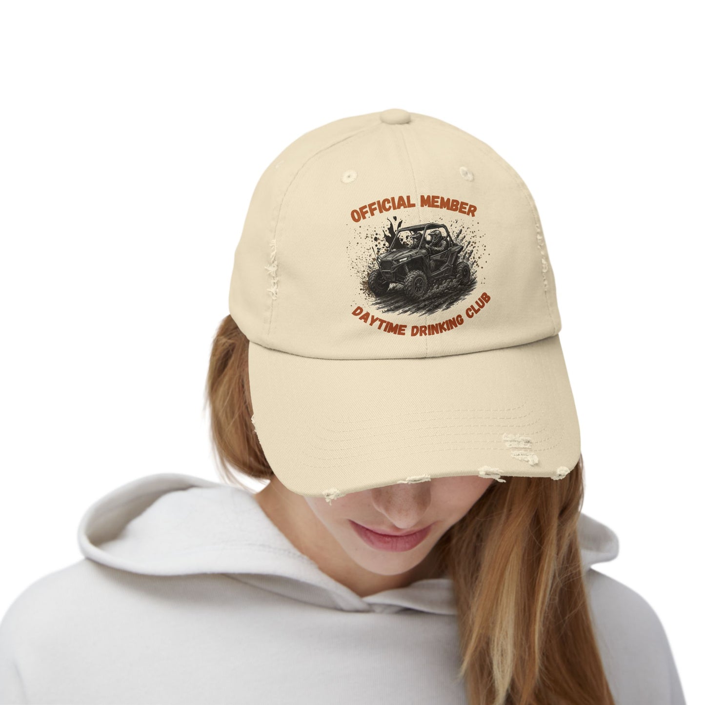 VIP Daytime Drinking Club | Side-by-Side Image | Unisex Distressed Cap
