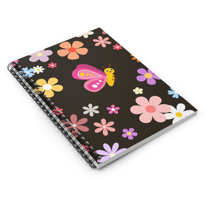 Butterfly in Flowers - Spiral Notebook - Ruled Line