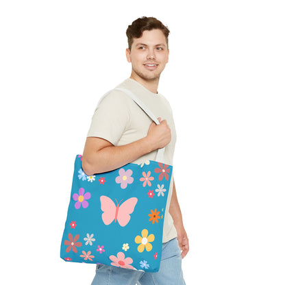 Butterfly in Flowers - Tote Bag