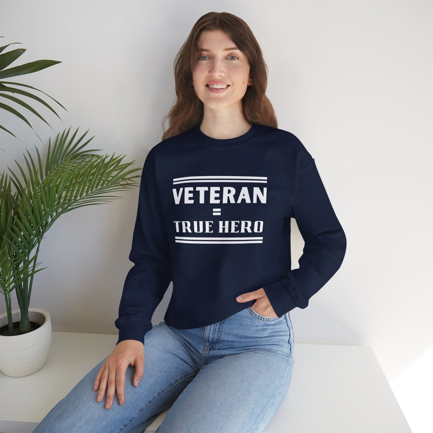 Veteran = True Hero | Unisex Heavy Blend Crewneck Sweatshirt