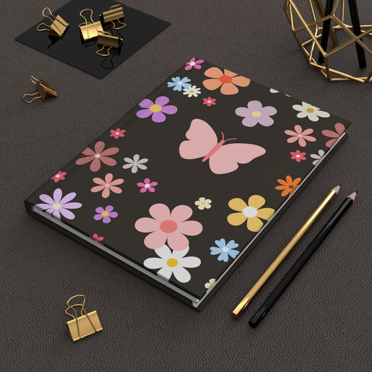 Butterfly Spring Flowers - Hardcover Journal Matte