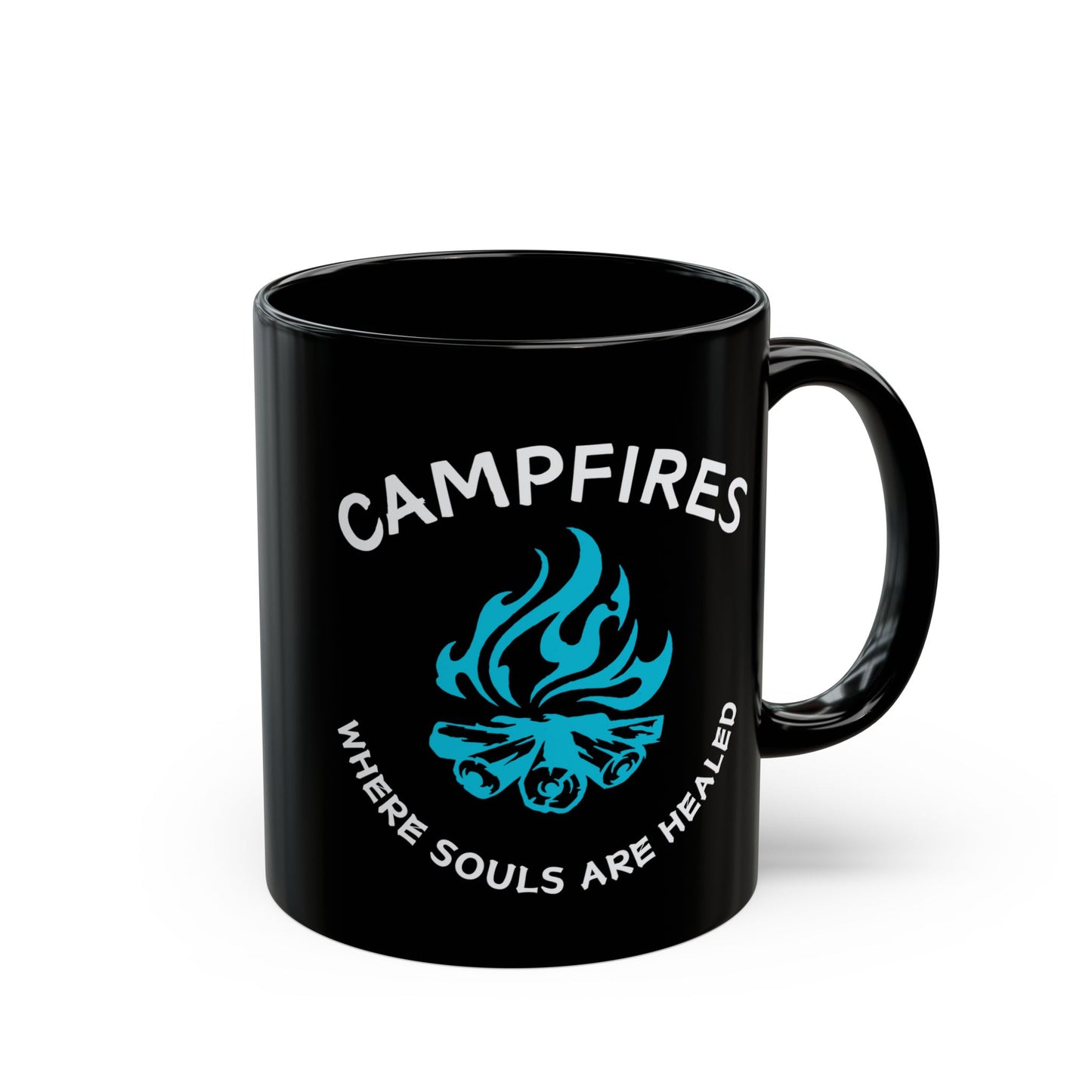 Campfire Soul Healing Black Mug | Blue | Ceramic Mug | 11 oz