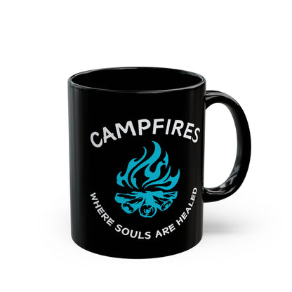 Campfire Soul Healing Black Mug | Blue | Ceramic Mug | 11 oz