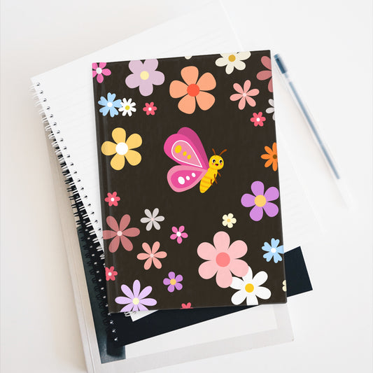 Butterfly in Flowers - Journal - Ruled Line