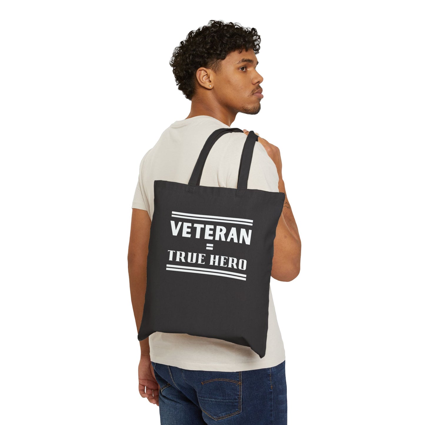 Veteran True Hero - Cotton Canvas Tote Bag, Black