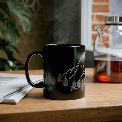 Mountain Landscape | Black Mug for Nature Lovers | Ceramic Mug | 11 oz