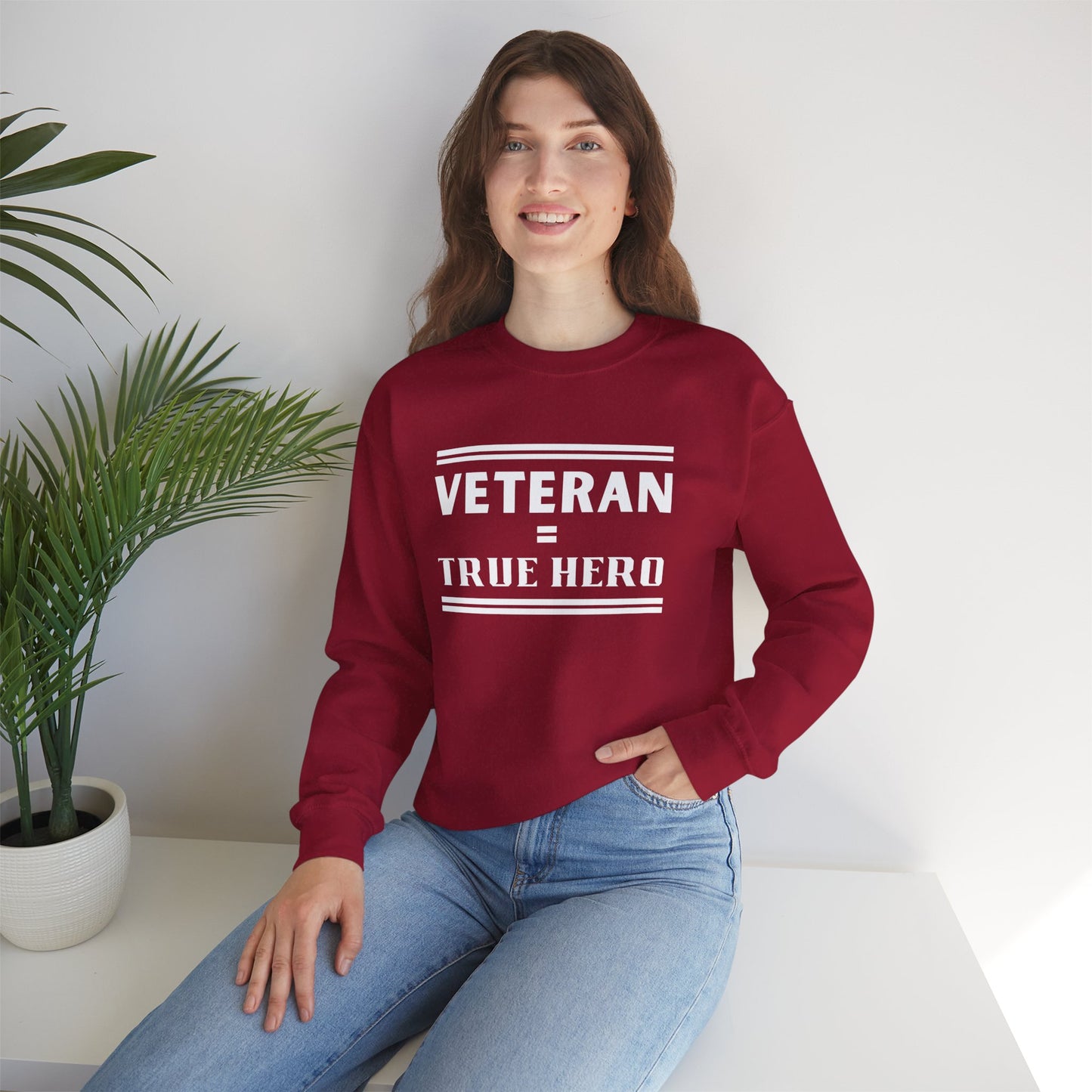 Veteran = True Hero | Unisex Heavy Blend Crewneck Sweatshirt