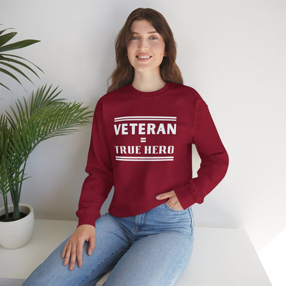 Veteran = True Hero | Unisex Heavy Blend Crewneck Sweatshirt