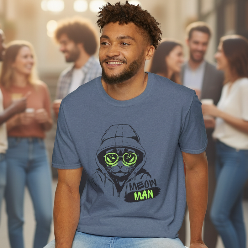 Meow Man | Cool Attitude | Unisex Graphic Tee