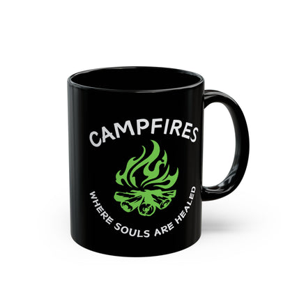 Campfire Soul Healing Black Mug | Green | Ceramic Mug | 11 oz
