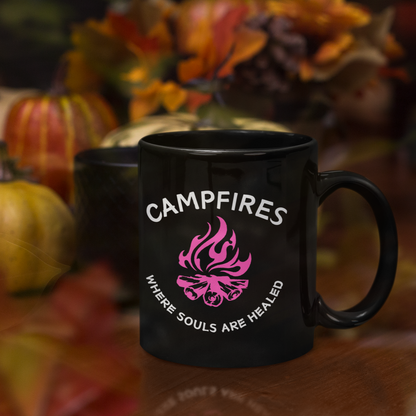 Campfire Soul Healing Black Mug | Pink | Ceramic Mug | 11 oz
