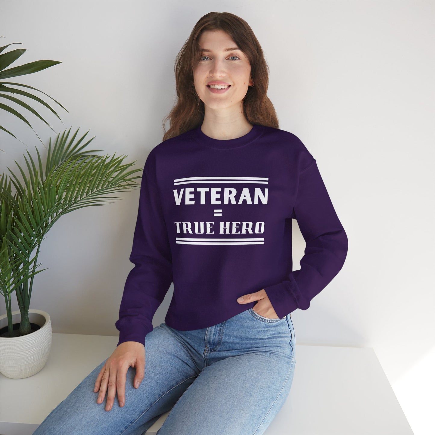 Veteran = True Hero | Unisex Heavy Blend Crewneck Sweatshirt
