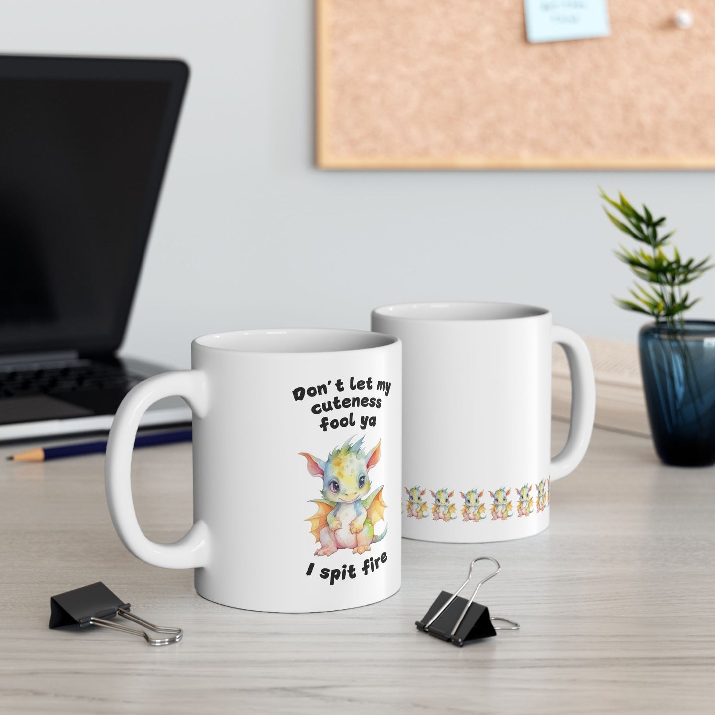 Don’t Let My Cuteness Fool You | Baby Dragon in Soft Pastels |Ceramic Mug | 11 oz