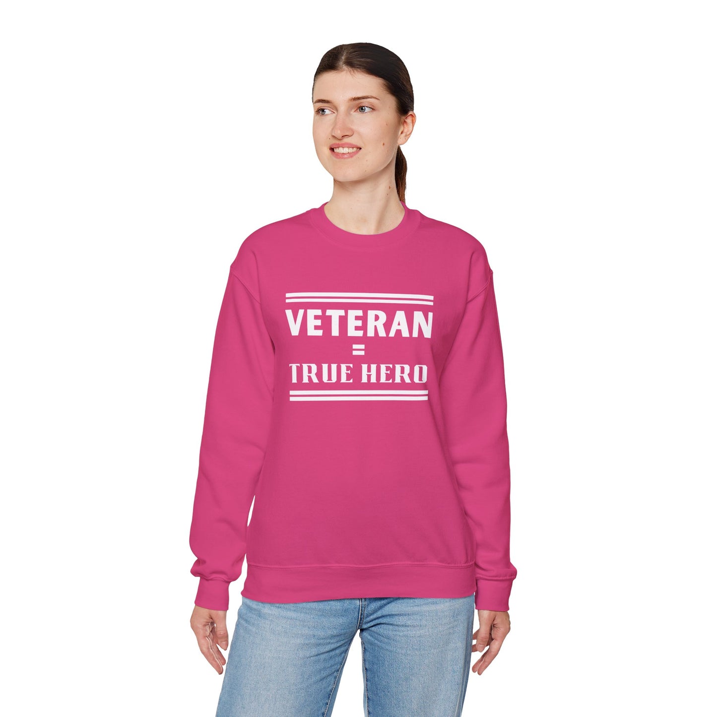 Veteran = True Hero | Unisex Heavy Blend Crewneck Sweatshirt