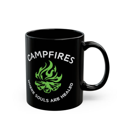 Campfire Soul Healing Black Mug | Green | Ceramic Mug | 11 oz