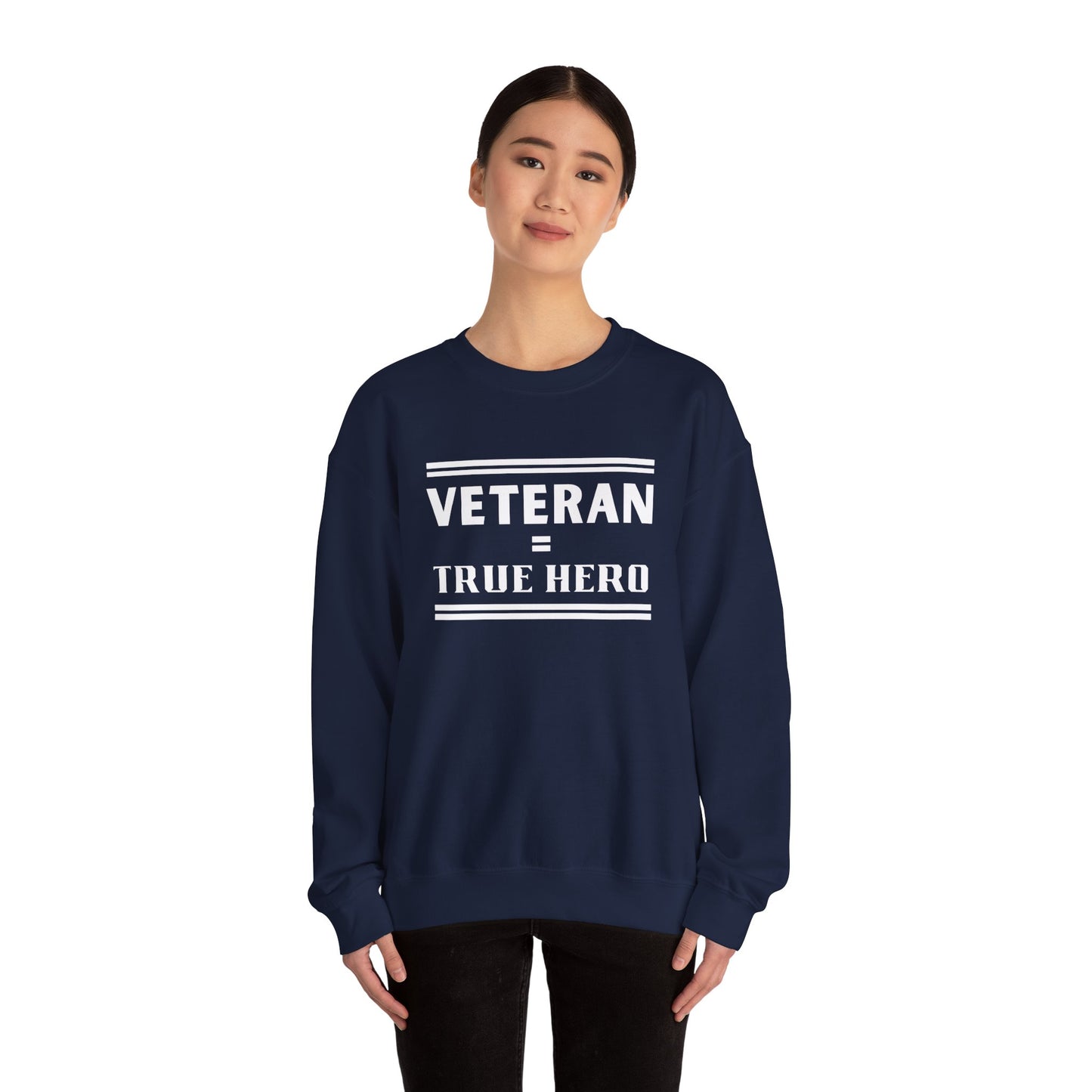 Veteran = True Hero | Unisex Heavy Blend Crewneck Sweatshirt