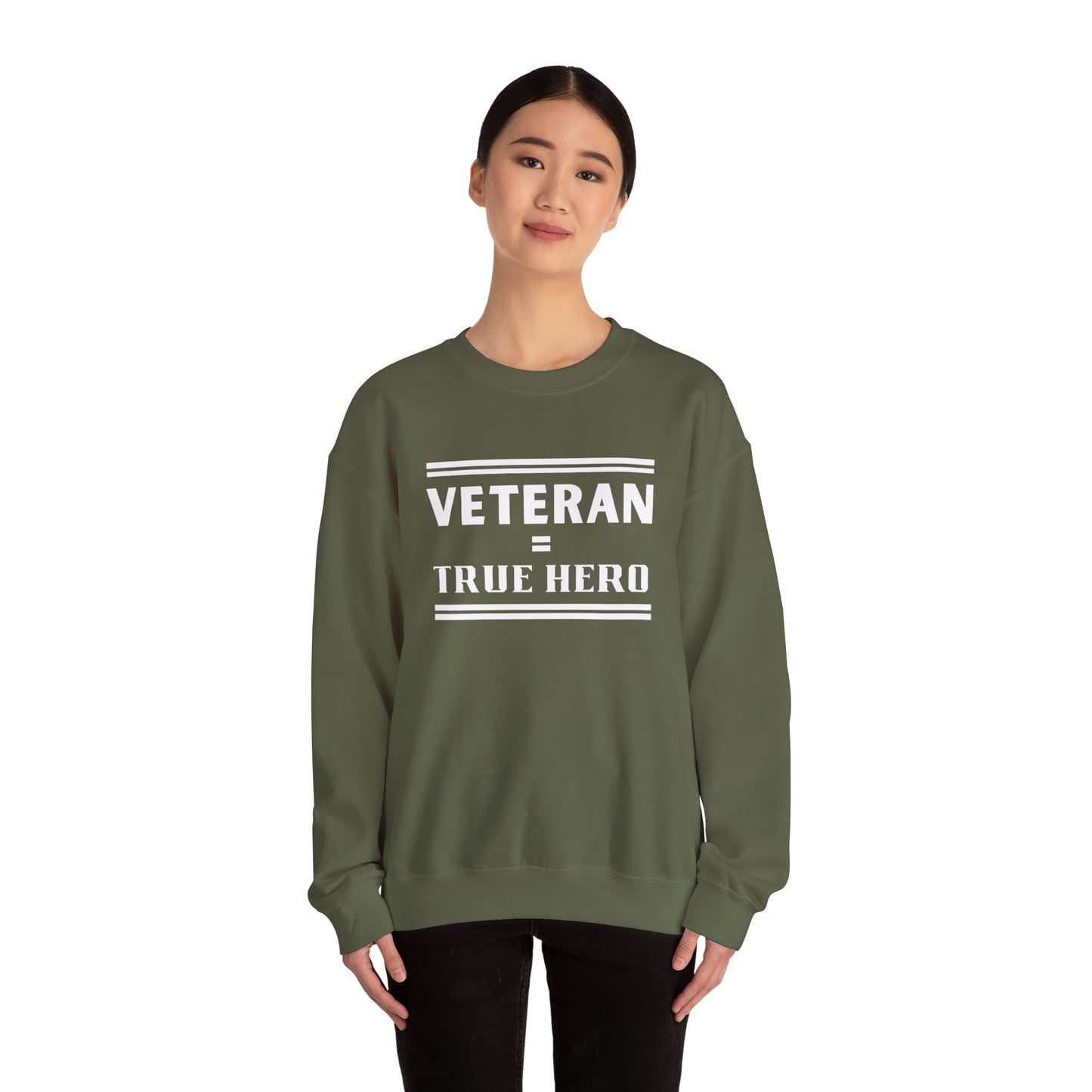 Veteran = True Hero | Unisex Heavy Blend Crewneck Sweatshirt