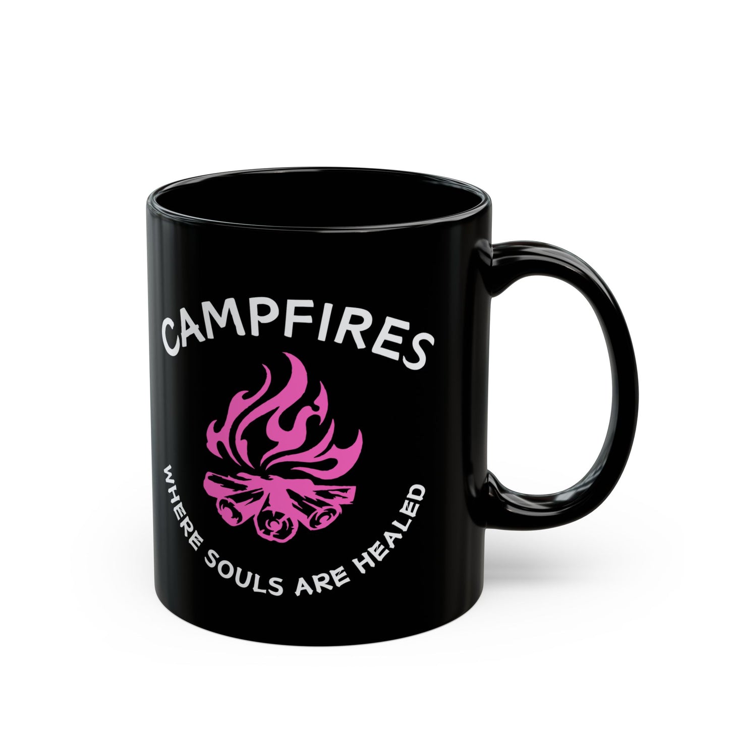 Campfire Soul Healing Black Mug | Pink | Ceramic Mug | 11 oz