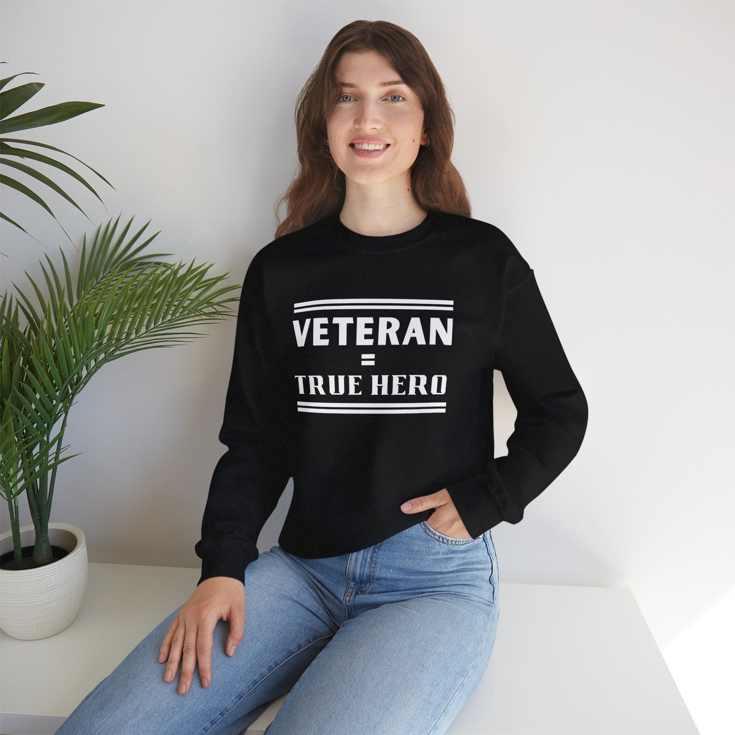 Veteran = True Hero | Unisex Heavy Blend Crewneck Sweatshirt