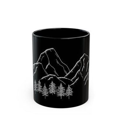 Mountain Landscape | Black Mug for Nature Lovers | Ceramic Mug | 11 oz
