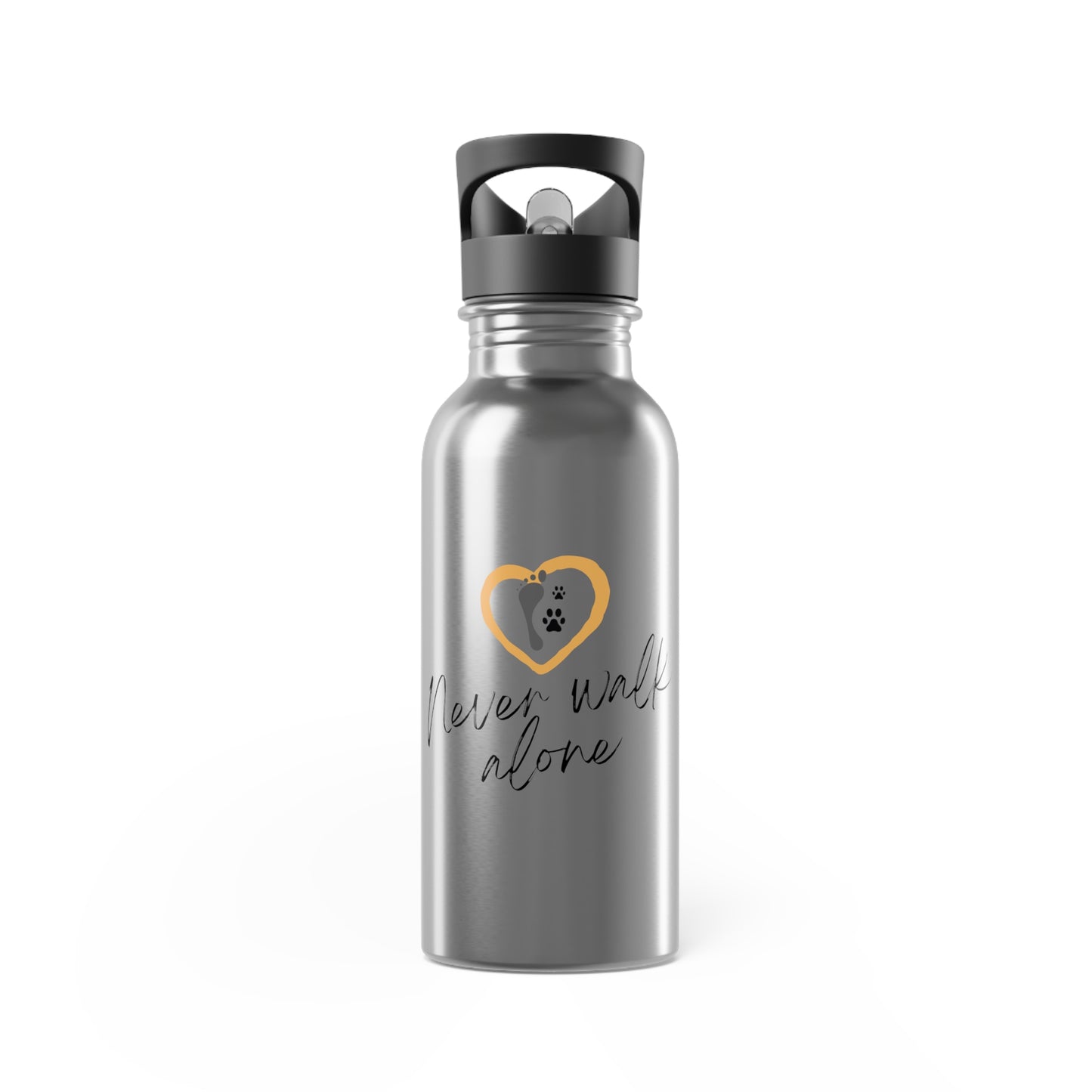 Never Walk Alone - Stainless Steel Water Bottle With Straw, 20oz