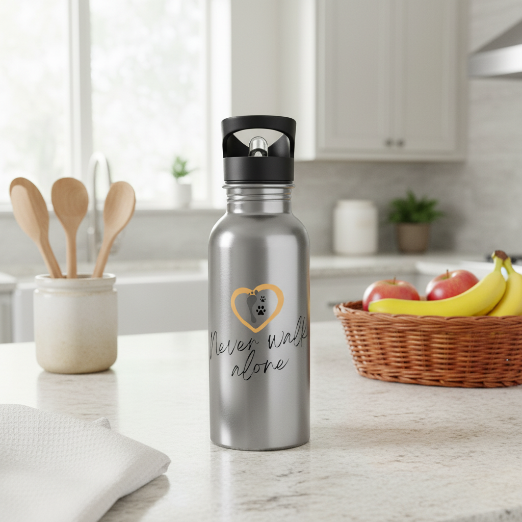 Never Walk Alone | Stainless Steel Water Bottle With Straw | 20oz