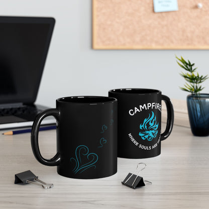 Campfire Soul Healing Black Mug | Blue | Ceramic Mug | 11 oz