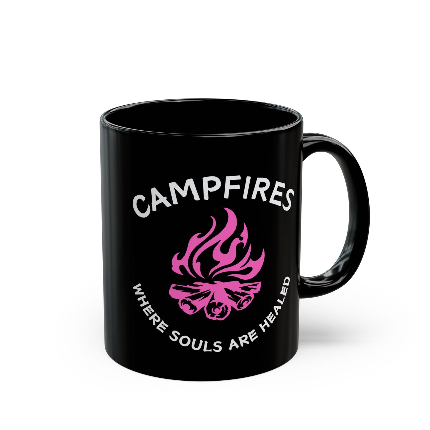 Campfire Soul Healing Black Mug | Pink | Ceramic Mug | 11 oz