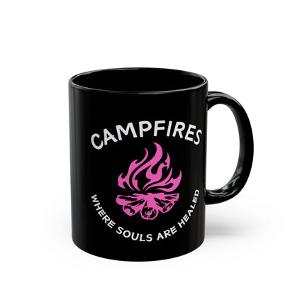 Campfire Soul Healing Black Mug | Pink | Ceramic Mug | 11 oz