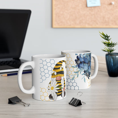 Gnome | Daisy | Blue Flowers | Ceramic Mug | 11 oz