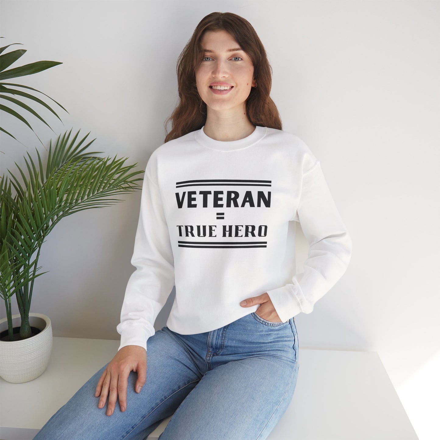 Veteran = True Hero | Unisex Heavy Blend Crewneck Sweatshirt