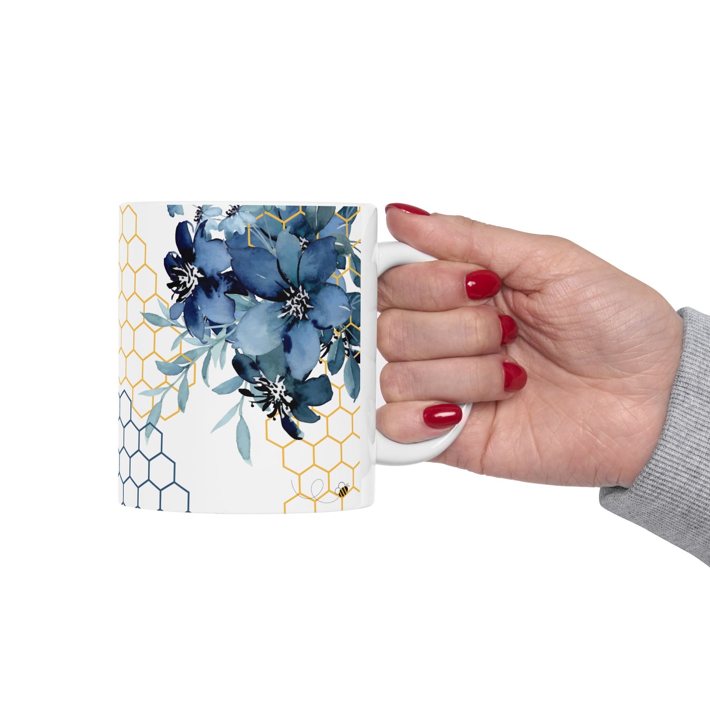 Gnome | Daisy | Blue Flowers | Ceramic Mug | 11 oz