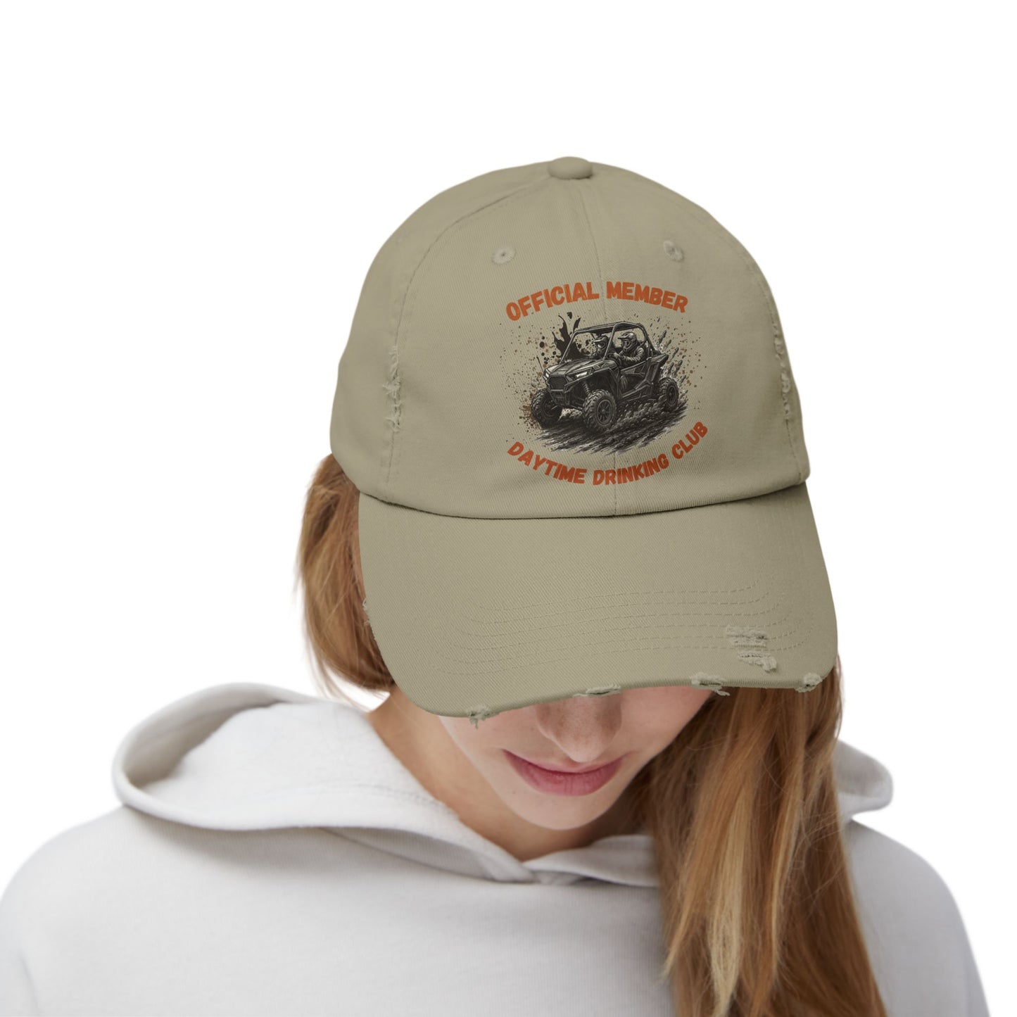 VIP Daytime Drinking Club | Side-by-Side Image | Unisex Distressed Cap