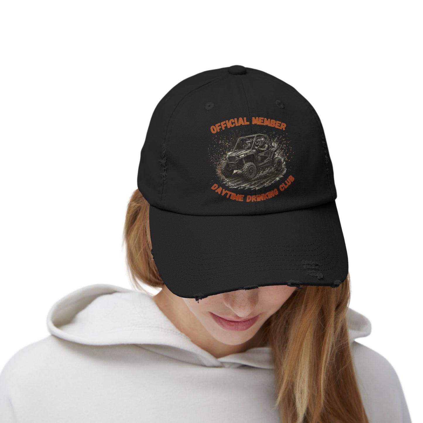 VIP Daytime Drinking Club | Side-by-Side Image | Unisex Distressed Cap