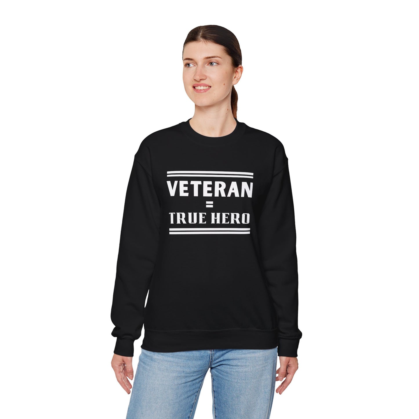 Veteran = True Hero | Unisex Heavy Blend Crewneck Sweatshirt