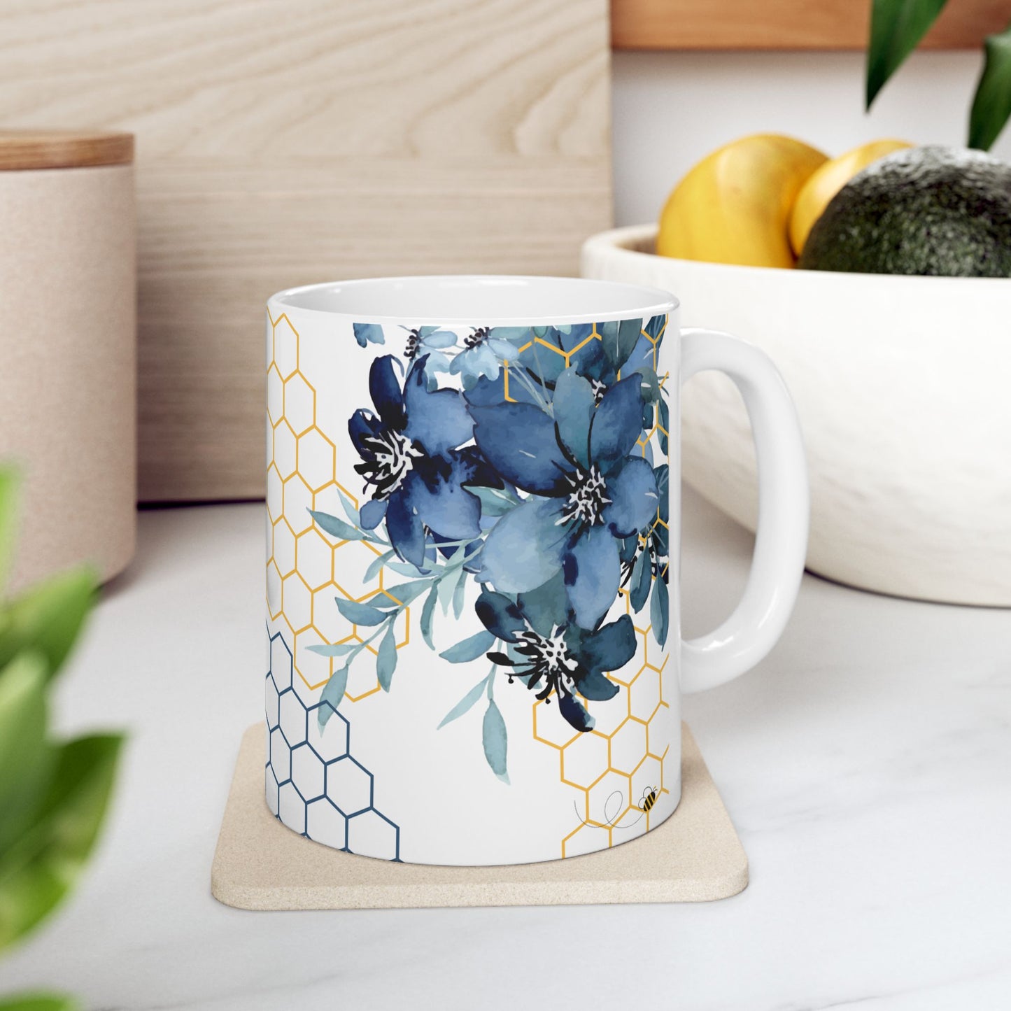 Gnome | Daisy | Blue Flowers | Ceramic Mug | 11 oz