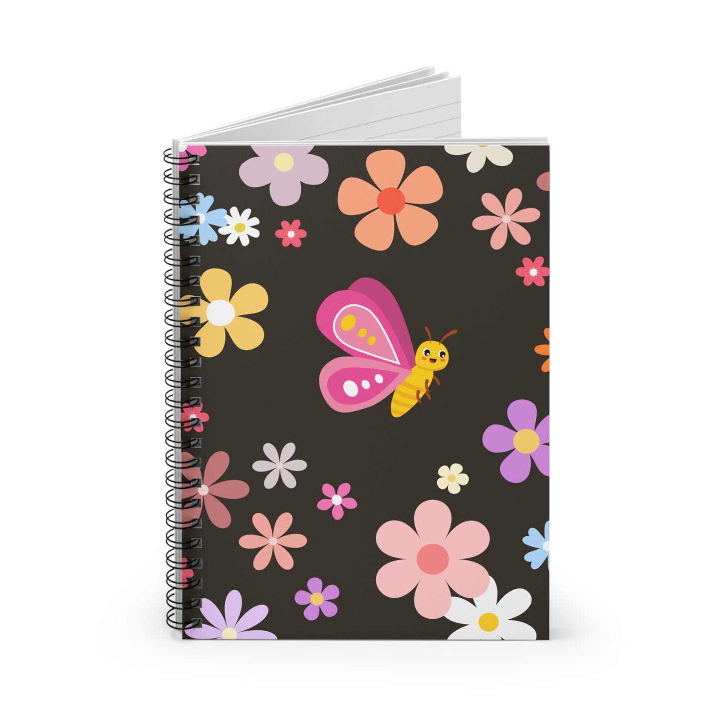 Butterfly in Flowers - Spiral Notebook - Ruled Line