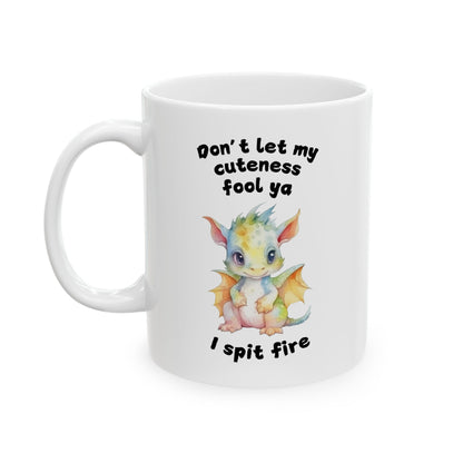 Don’t Let My Cuteness Fool You | Baby Dragon in Soft Pastels |Ceramic Mug | 11 oz