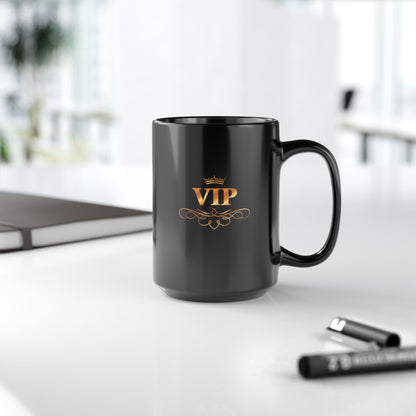 VIP Daytime Drinking Club Mug | Side-by-Side Image | Black Ceramic Mug | 15 oz