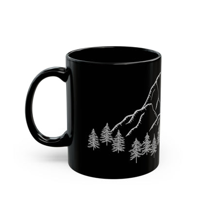 Mountain Landscape | Black Mug for Nature Lovers | Ceramic Mug | 11 oz