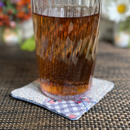 Original Coasters - Patriotic 2 pack - Floral w/Checker Flags