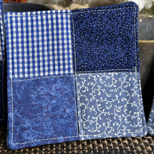 Original Coasters - Upcycled 3 pack - Blue Blocks Combo