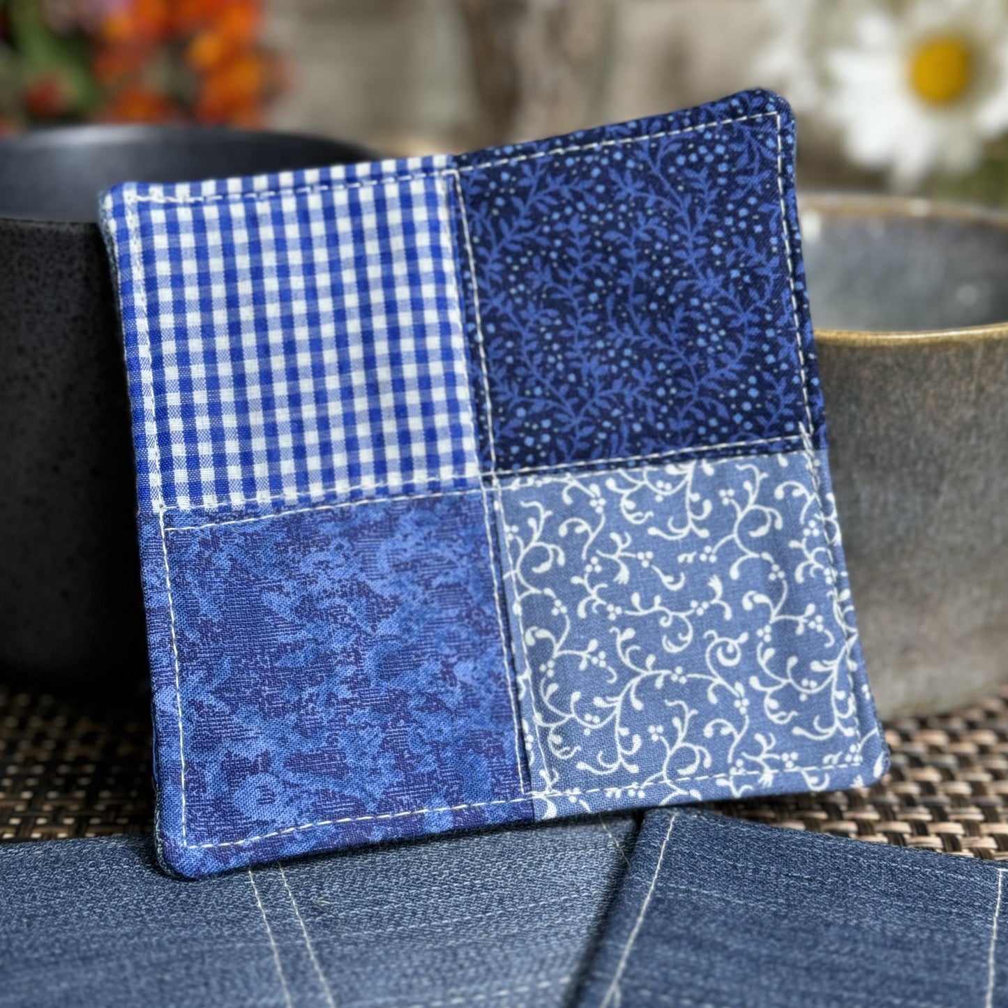 Original Coasters - Upcycled 3 pack - Blue Blocks Combo