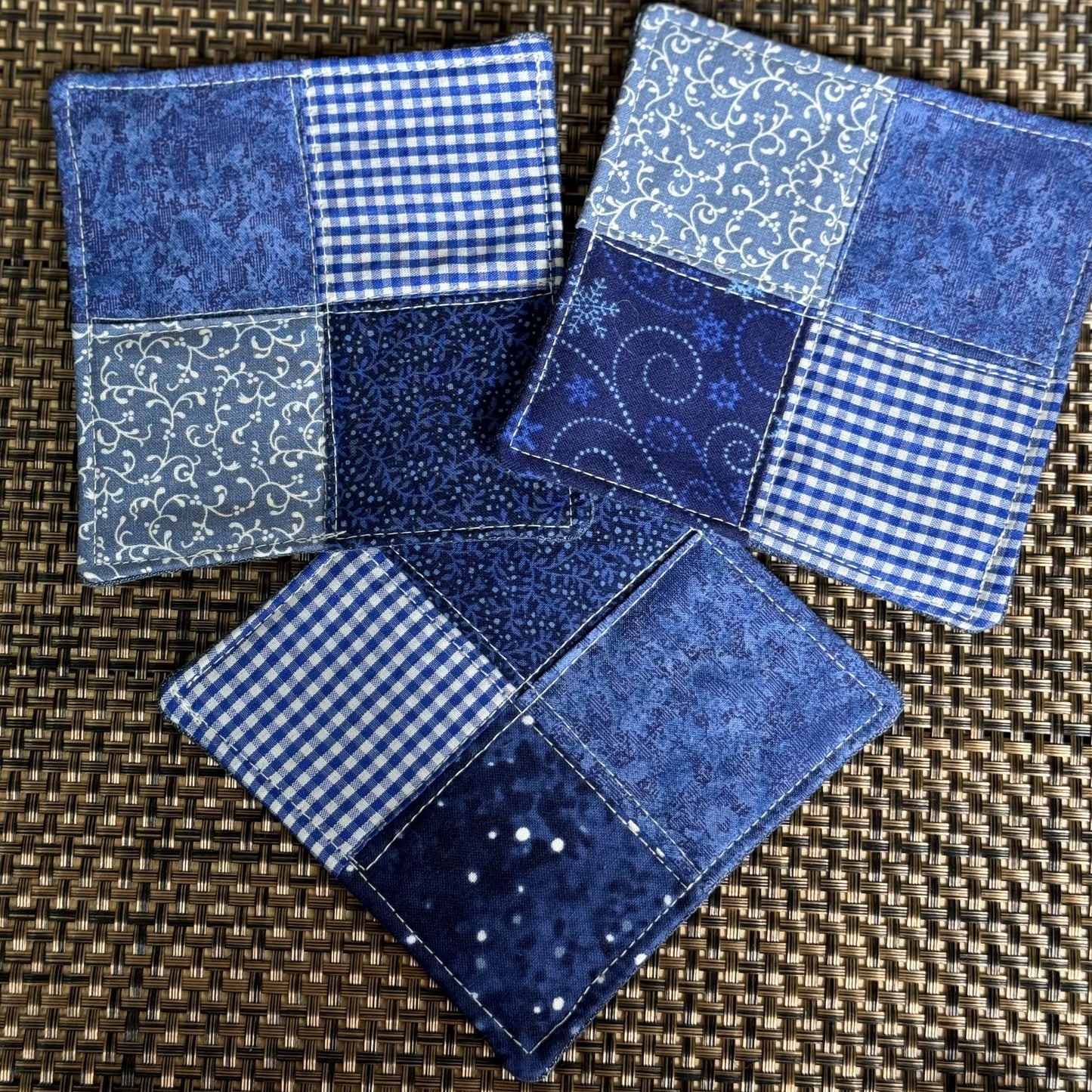 Original Coasters - Upcycled 3 pack - Blue Blocks Combo